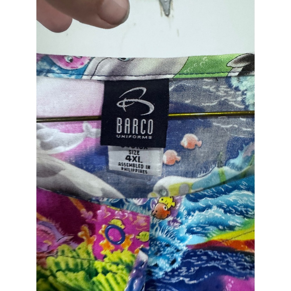 Barco Uniforms Dolphin Marine Life Scrub Jacket Snap Front 4XL Multi Color - Picture 2 of 2